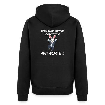Böser Hase Karate Kung Fu Kampfsport Damen Herren - Unisex Premium Bio Zip Hoodie - Schwarz - Hinten - Nico (187cm)