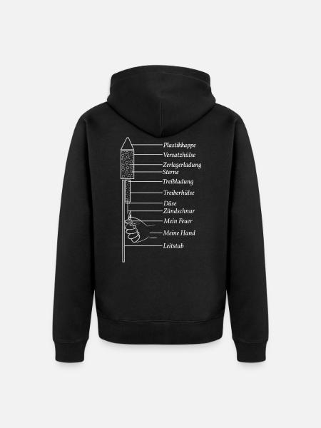 Silvester Pyro Rakete - Unisex Premium Bio Zip Hoodie - Schwarz