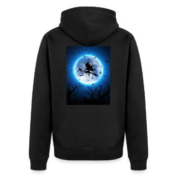 Halloween Moon witch bats Mond Hexe Fledermäuse - Unisex Premium Organic Zip Hoodie - black - Back - Nico (187cm)