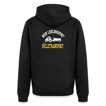 Landwirt Bauer Mein Lieblingssport Gülletransport - Unisex Premium Bio Zip Hoodie - Schwarz - Hinten - Nico (187cm)