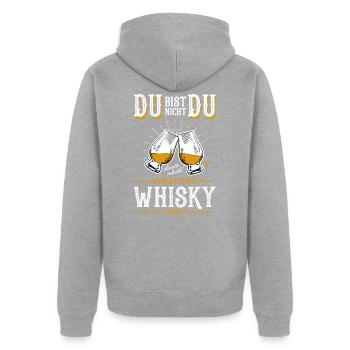 Du bist nicht du wenn du keinen Whisky hast - Unisex Premium Bio Zip Hoodie - Grau meliert - Hinten - Nico (187cm)