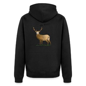 Oh Deer, Deer - Unisex Premium Organic Zip Hoodie - black - Back - Nico (187cm)