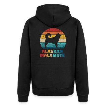 Alaskan Malamute - Unisex Premium Bio Zip Hoodie - Schwarz - Hinten - Nico (187cm)