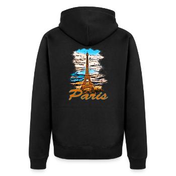 Paris France Orange Art Design - Veste à capuche bio Premium Unisexe - noir - Dos - Nico (187cm)