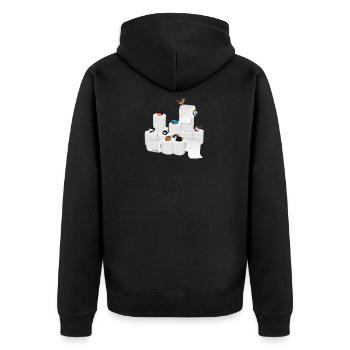 Vögel in Toilettenpapier - Unisex Premium Bio Zip Hoodie - Schwarz - Hinten - Nico (187cm)
