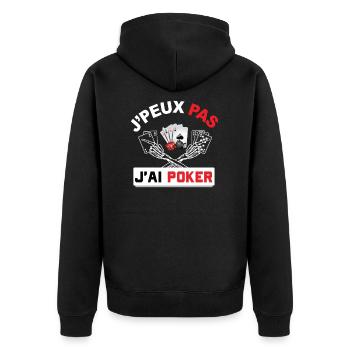 Poker j'peux pas j'ai poker cadeau anniversaire - Veste à capuche bio Premium Unisexe - noir - Dos - Nico (187cm)
