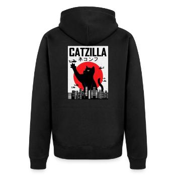 CATZILLA chat chat minou japon cadeau vintage - Veste à capuche bio Premium Unisexe - noir - Dos - Nico (187cm)
