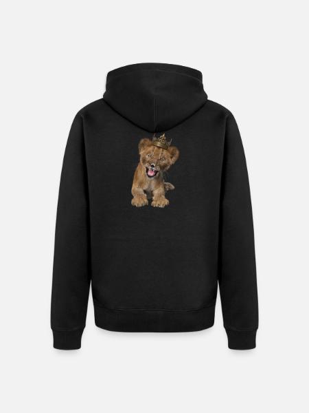 Löwe, Baby - Unisex Premium Bio Zip Hoodie - Schwarz
