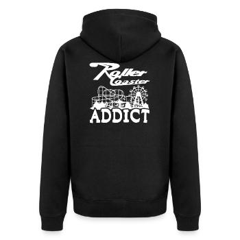 Roller Coaster Addict - Unisex Premium Bio Zip Hoodie - Schwarz - Hinten - Nico (187cm)
