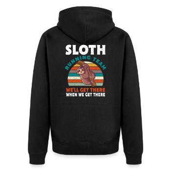 Sloth Running Team Geschenk - Unisex Premium Bio Zip Hoodie - Schwarz - Hinten - Nico (187cm)