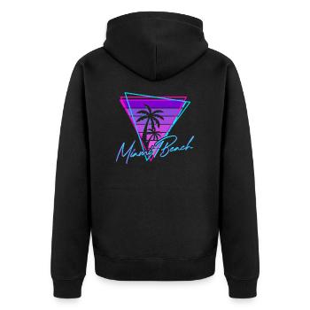 Retro Miami Beach Vintage 80s Beach Gift - Unisex Premium Organic Zip Hoodie - black - Back - Nico (187cm)