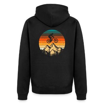 Mountain bike downhill retro vintage gift - Unisex Premium Organic Zip Hoodie - black - Back - Nico (187cm)