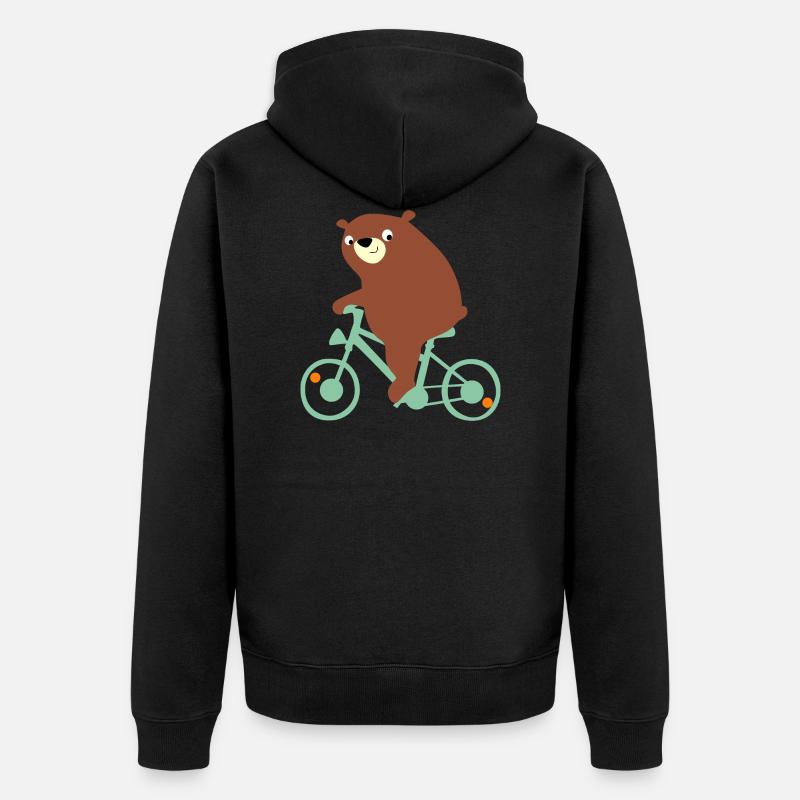 Ours joufflu fait du vélo - Veste à capuche bio Premium Unisexe - noir