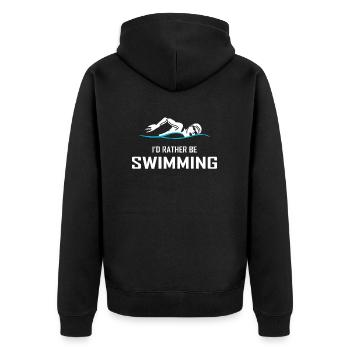 Schwimmen Schwimmen Schwimmer Geschenk - Unisex Premium Bio Zip Hoodie - Schwarz - Hinten - Nico (187cm)