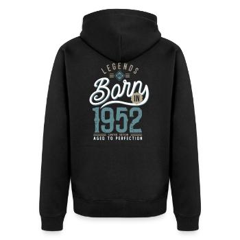 legends are born in 1952, anniversaire 70 ans - Veste à capuche bio Premium Unisexe - noir - Dos - Nico (187cm)