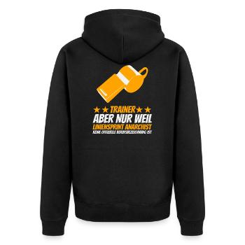 Basketball Trainer Coach Übung Liniensprint Pfeife - Unisex Premium Bio Zip Hoodie - Schwarz - Hinten - Nico (187cm)