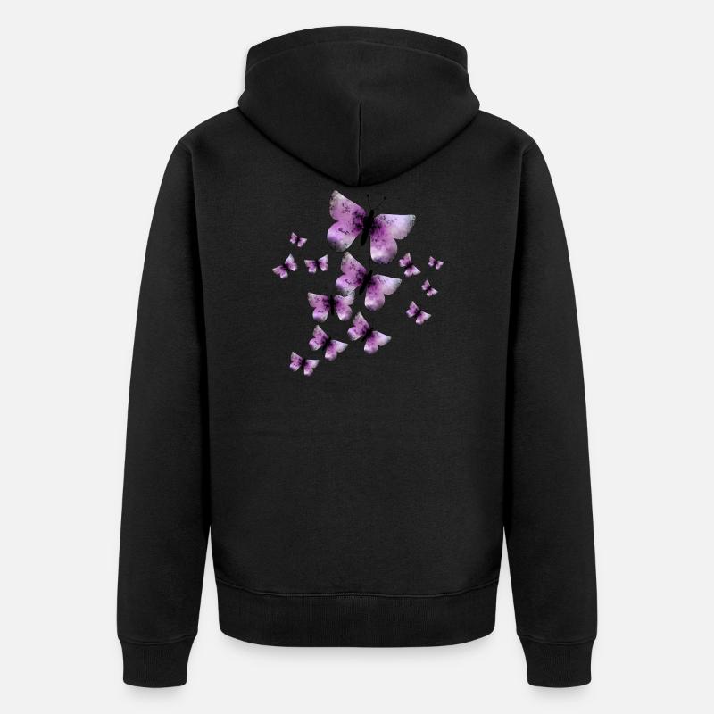 Papillons - Veste à capuche bio Premium Unisexe - noir