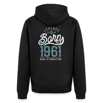 Legends are born in 1961 anniversary 61 years - Unisex Premium Organic Zip Hoodie - black - Back - Nico (187cm)