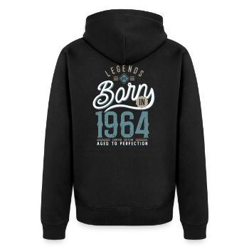 Legends are born in 1964 anniversary 58 years - Unisex Premium Organic Zip Hoodie - black - Back - Nico (187cm)