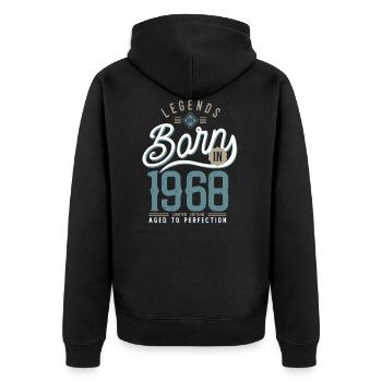 legends are born in 1968 anniversaire 53 ans - Veste à capuche bio Premium Unisexe - noir - Dos - Nico (187cm)