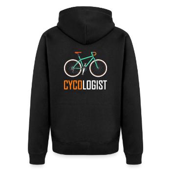Cycologist Fahrrad Geschenk - Unisex Premium Bio Zip Hoodie - Schwarz - Hinten - Nico (187cm)