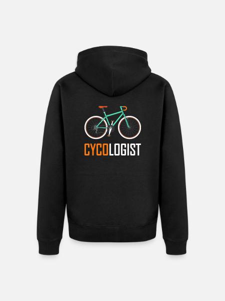 Cycologist Bicycle Gift - Unisex Premium Organic Zip Hoodie - black