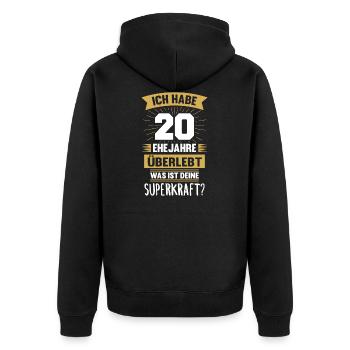 Ehemann 2000 Hochzeit Porzellanhochzeit - Unisex Premium Bio Zip Hoodie - Schwarz - Hinten - Nico (187cm)