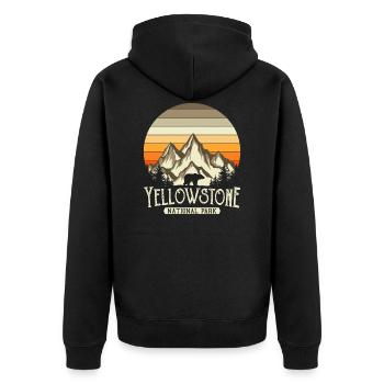 Yellowstone National Park Bear Hiking Gift - Unisex Premium Organic Zip Hoodie - black - Back - Nico (187cm)