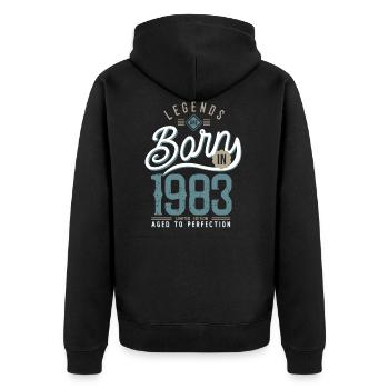 Legenden werden 1983 geboren Jubiläum 40 Jahre - Unisex Premium Bio Zip Hoodie - Schwarz - Hinten - Nico (187cm)