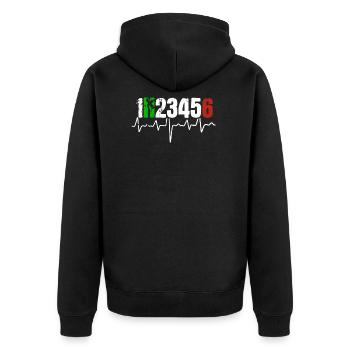 Moto coeur vitesse vitesse biker cadeau - Veste à capuche bio Premium Unisexe - noir - Dos - Nico (187cm)