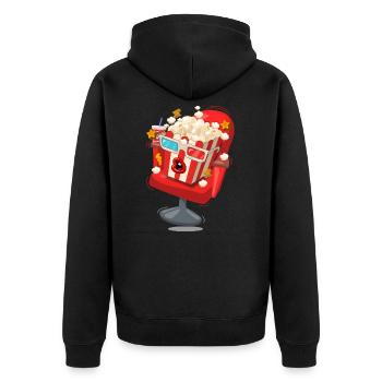 Funny popcorn usa movie time kino geschenkidee - Unisex Premium Bio Zip Hoodie - Schwarz - Hinten - Nico (187cm)