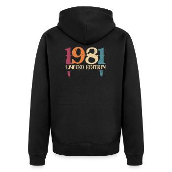 41ème anniversaire 41 ans cadeau né en 1981 - Veste à capuche bio Premium Unisexe - noir - Dos - Nico (187cm)