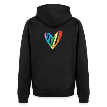 Regenbogen Herz Pride CSD Gay Funny LGBTQ - Unisex Premium Bio Zip Hoodie - Schwarz - Hinten - Nico (187cm)