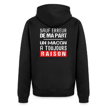 Maçon maçonnerie cadeau anniversaire drôle métier - Veste à capuche bio Premium Unisexe - noir - Dos - Nico (187cm)