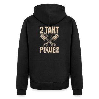 2 Takt Power DDR Moped Kolben Oldschool Geschenk - Unisex Premium Bio Zip Hoodie - Schwarz - Hinten - Nico (187cm)