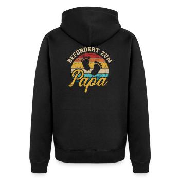 Papa - Unisex Premium Bio Zip Hoodie - Schwarz - Hinten - Nico (187cm)