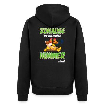 Zuhause ist wo meine Hühner sind | Landwirtin - Unisex Premium Bio Zip Hoodie - Schwarz - Hinten - Nico (187cm)