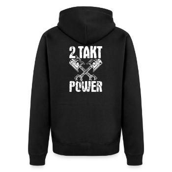 2 Takt Power DDR Moped Kolben Oldschool Geschenk - Unisex Premium Bio Zip Hoodie - Schwarz - Hinten - Nico (187cm)