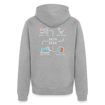 Data Geek Softwareentwickler - Unisex Premium Bio Zip Hoodie - Grau meliert - Hinten - Nico (187cm)