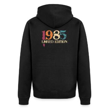 37th birthday 37 years gift born in 1985 - Unisex Premium Organic Zip Hoodie - black - Back - Nico (187cm)