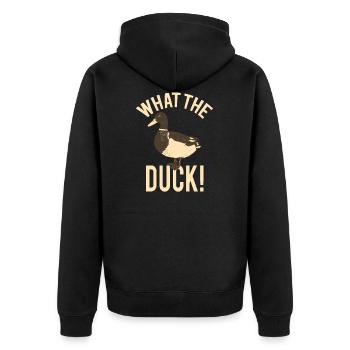 What The Duck - Lustige Ente Landwirt Bauer - Unisex Premium Bio Zip Hoodie - Schwarz - Hinten - Nico (187cm)