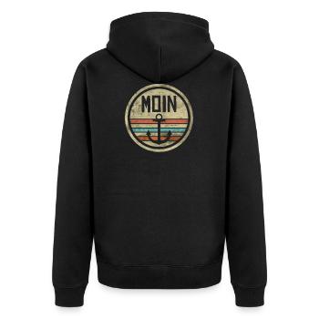 Nordsee Moin Anker Vintage Meer Geschenk - Unisex Premium Bio Zip Hoodie - Schwarz - Hinten - Nico (187cm)