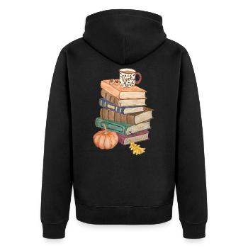 Livres Amour Pile de Livres Lecture Hygge Automnale - Veste à capuche bio Premium Unisexe - noir - Dos - Nico (187cm)