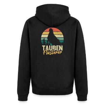Tauben Flüsterer Taubenzüchter Vintage Tauben - Unisex Premium Bio Zip Hoodie - Schwarz - Hinten - Nico (187cm)