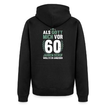 60. Geburtstag 60 Jahre Mann Frau Vintage - Unisex Premium Bio Zip Hoodie - Schwarz - Hinten - Nico (187cm)