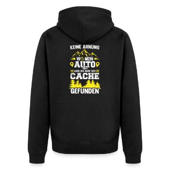 Geocacher Radar Lustiges Geocaching Geschenk - Unisex Premium Bio Zip Hoodie - Schwarz - Hinten - Nico (187cm)