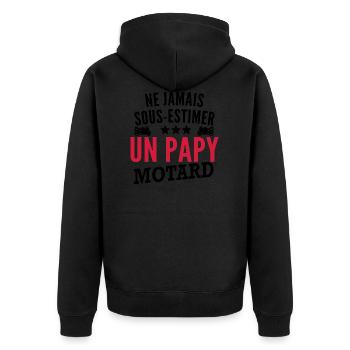 ne jamais sous estimer un papy motard - Veste à capuche bio Premium Unisexe - noir - Dos - Nico (187cm)