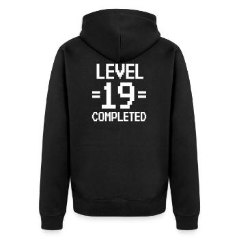19. Geburtstag Retro Level 19 Jahre Party - Unisex Premium Bio Zip Hoodie - Schwarz - Hinten - Nico (187cm)