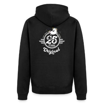 Licorne originale vintage 25e anniversaire - Veste à capuche bio Premium Unisexe - noir - Dos - Nico (187cm)