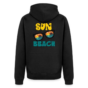 Sonnenstrand - Unisex Premium Bio Zip Hoodie - Schwarz - Hinten - Nico (187cm)